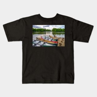 Moored canoes and kayaks Kids T-Shirt